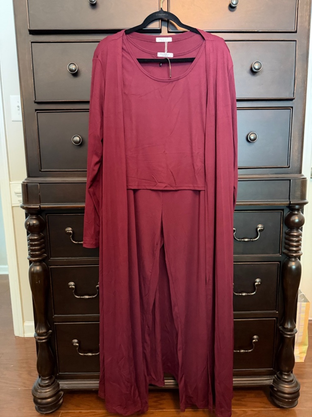 Three-Piece Lounge Set - Burgundy Women’s Outfit